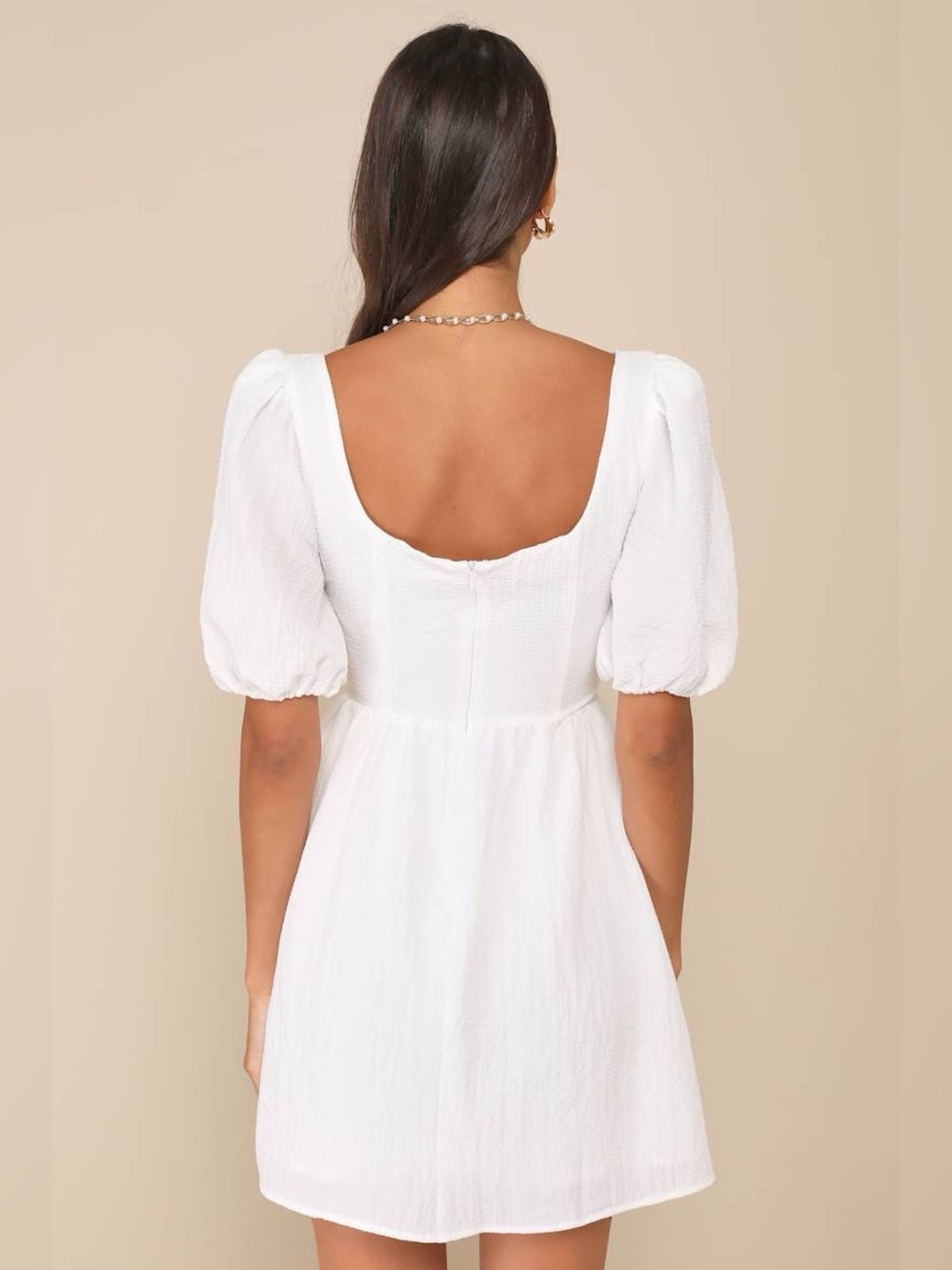 Lulus Little Bit In Love White Surplice Puff Sleeve Mini Dress - Picture 2 of 5